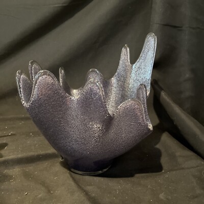 Mid Century Swing Glass Bubble Finish Purple Bowl