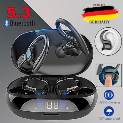 Bluetooth 5.3 Kopfhörer In-Ear Ohrbügel Kabellos TWS Sportkopfhörer mit Mikrofon