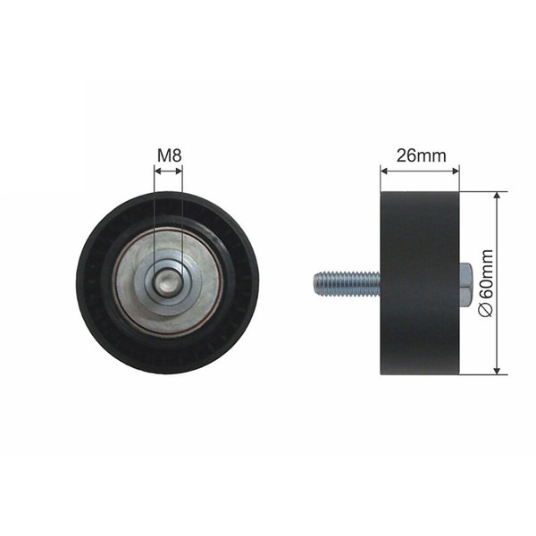 NTY Umlenk-/FüHrungsrolle Keilrippenriemen FüR CitroëN C2 Jm_ 1.1 1.4 C3 I Fc_-image
