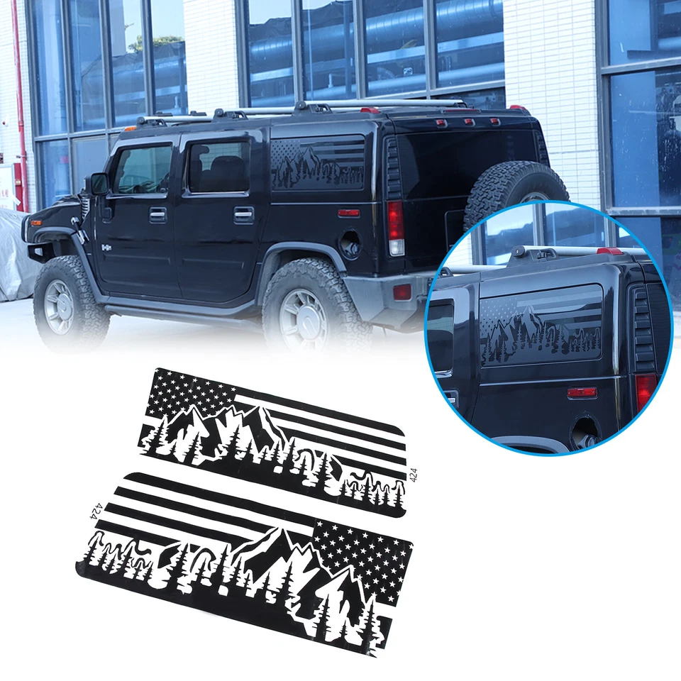 Rear Side Trunk Glass window USA Flag Graphical Decal For Hummer H2 03-09 Foto 3 de 4