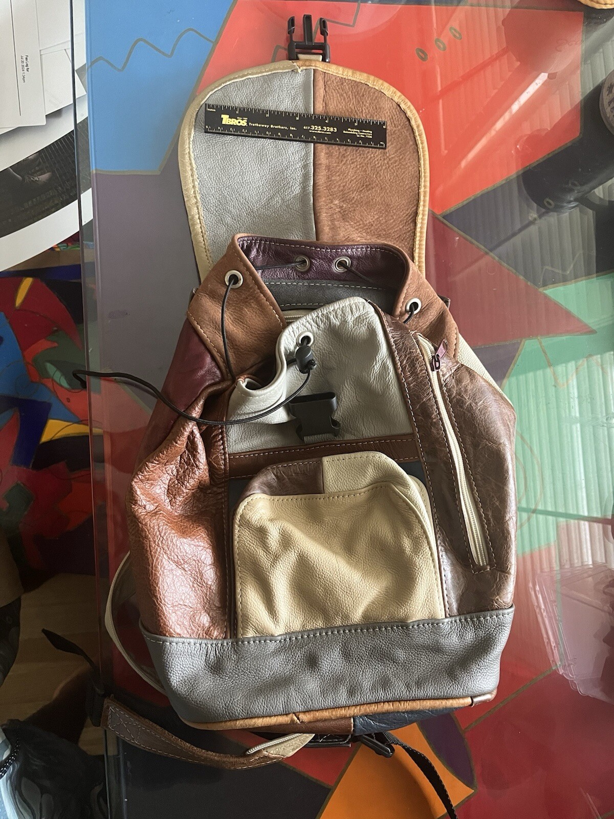 Vintage Apache Leather Patchwork Lightweight Back… - image 4