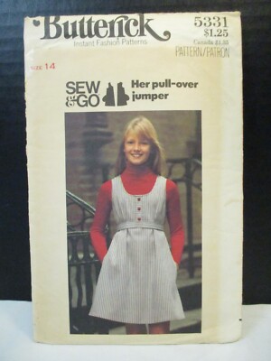 Butterick pattern 5331 Girls Size 14 Breast 32'' Sew & Go Pullover Jumper Cut Vtg