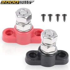 Red & Black Junction Block Power Post Set Insulated Terminal Stud 3/8"