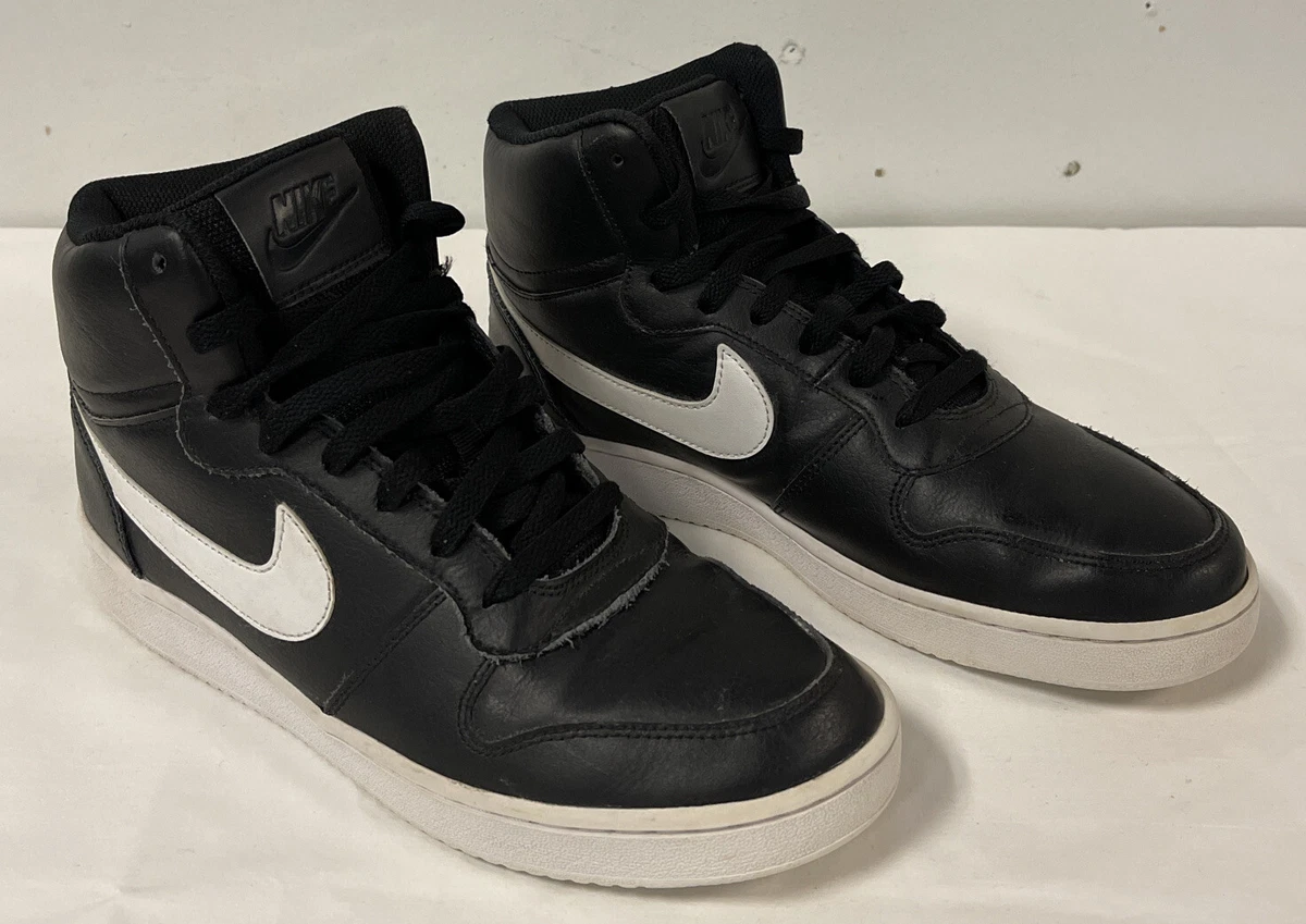 Nike Ebernon Mid Top Basketball Shoes Mens Sz 9 Black and White AQ1773 002