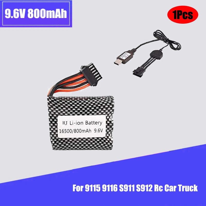 1Pcs 800mAh 9.6V 20C Battery SM-6P Plug with USB for S911 S912 9115 9116 RC car