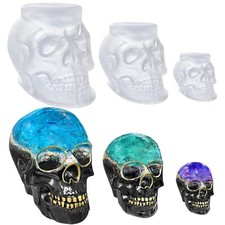 RESINWORLD Set of Large  Medium  Small 3D Skull Resin Molds, Flexible Clear...