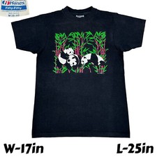 Vintage 1985 USA Made Panda Bear Bamboo Neon Graphic Single Stitch T-Shirt Sz M