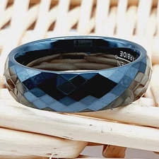 High Polished 6mm Black Tungsten Wedding Band  Anniversary Gift for Her