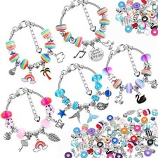 Girls DIY Bracelet Arts Craft Make Own Beads Jewellery Making Box Kit Set Kids