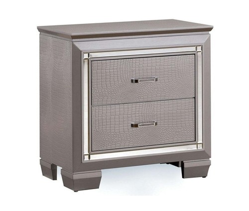 Modern LED Nightstand w/ Drawer - Silver - Picture 5 of 9
