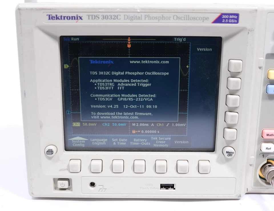 Tektronix TDS3032C 300 MHz 2CH DPO Oscilloscope with TRG / FFT / 3GV Modules - Image 3 of 4
