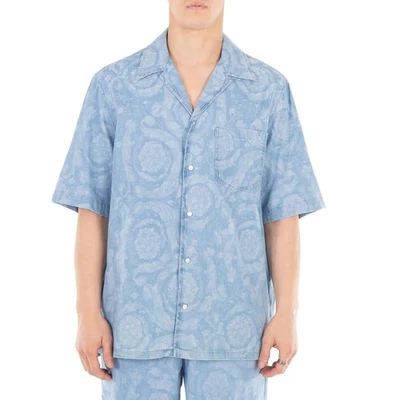 Versace Barocco Print Chambray Denim Shirt - Image 1 of 4