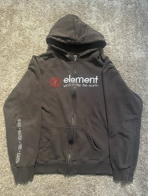 Vintage Y2K Element Skate Hoodie Zip-Up Large w/ Unique Design Boxy Oversized