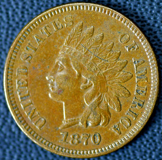 1870 Indian Cent EF Details Slight Obverse Scratch