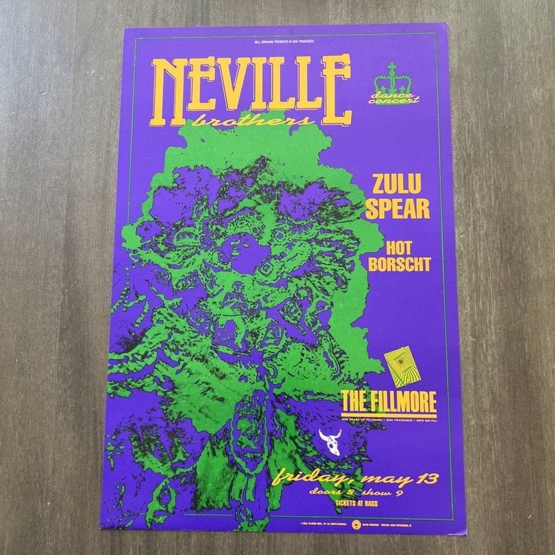 Neville Brothers Original 13x19 Concert Poster 1988 Fillmore San Francisco 
