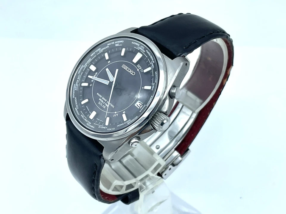 Reloj para hombre SEIKO Radio Control de ondas Solar Titanio Hora Mundial 2oz 7B25-0AB0 Foto 2 de 4