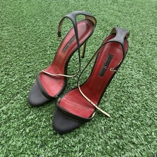 Carolina Herrera Black Straps Heels Size 37 (US 7) Made In Spain 4” High 