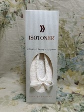 Isotoner Classic Terry Slippers New in Box Color - Porcelain Size Large 8-9 Bow