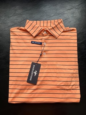 NWT MEN'S HARLESTONS SEASIDE POCKET POLO, COLOR: CITRUS, SIZE: LARGE