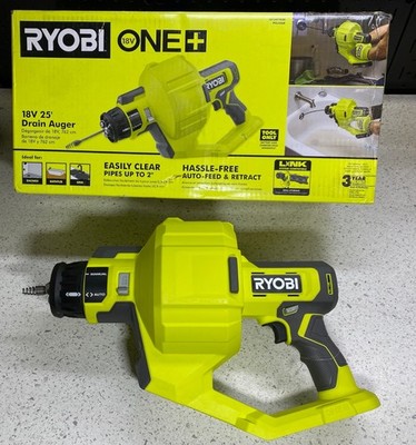 Ryobi ONE+ 18V Drain Auger 25 ft Cable, Auto Feed/Retract PCL456B
