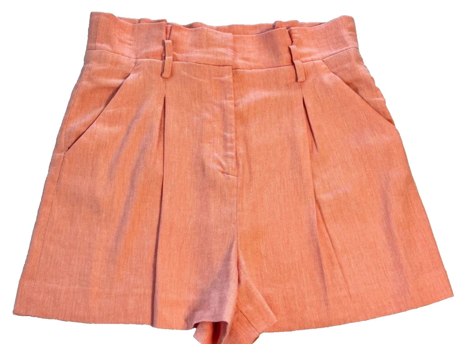 VERONICA BEARD Sz 8 Peach Womens Ashford Pleated High Rise Shorts Linen