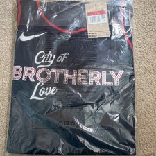 Nike Philadelphia 76ers NBA City of Brotherly Love Jersey Men's L Navy Red White