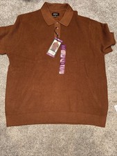Men's XXL - DKNY Sweater Polo Orange- Short Sleeve