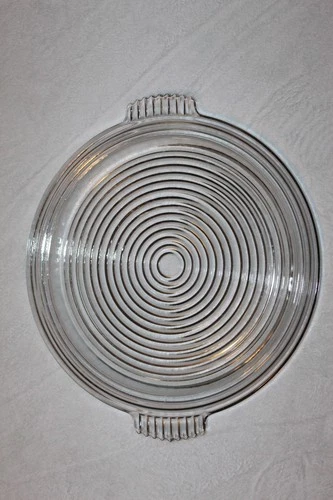 Vintage Anchor Hocking 14" Manhattan Depression Clear Glass Handled Platter
