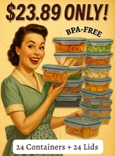 48 PCS Food Storage Containers Airtight BPA Free Stackable Kitchen Meal Prep NEW