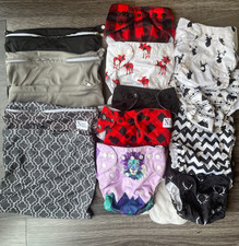 REUSABLE/ADJUSTABLE BABY DIAPERS: 9 Cloth Diapers And 3 Diaper Bag