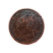 1825 King George IV Copper Farthing Coin #3