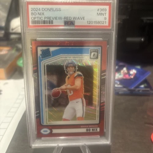 2024 Panini Donruss - Rated Rookie Bo Nix #369 Optic Preview Red Wave Prizm (RC)