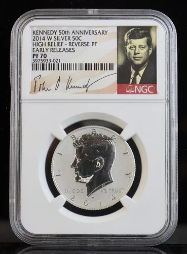 2014-W Kennedy 50TH Anniversary Silver High Relief REV PF Half Dollar NGC PF70