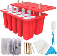 10-Cav Popsicle Molds, Silicone Ice Pop Mold for DIY Frozen Treats
