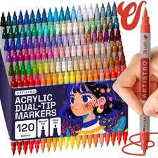 ARTISTRO 120 Dual Tip Acrylic Paint Markers - Easy for All Ages  Levels Acry...