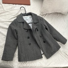 Old Navy Boys Gray Wool Blend Pea Coat S Double-Breasted Lined Mid-Length