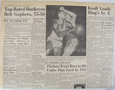 Vintage 1961 WILT CHAMBERLAIN vs LA Lakers NBA Newspaper