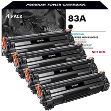 4 Black CF283A Toner Cartridges For HP 83A LaserJet Pro M125nw M127fw M128fn mfp