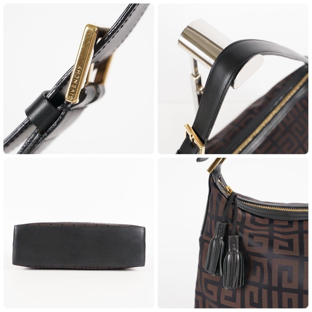 GIVENCHY 4G Monogram Leather Shoulder Bag Black Tassel Charm Auth From Japan thumbnail 6