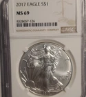 U.S. Mint 2017 American Eagle $1 1 oz Silver 0.999 MS69 NGC Business Strike