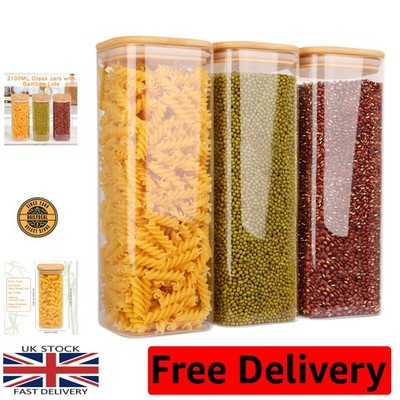 Luxus 3er Pack Glas Vorratsgläser mit Bambusdeckel - 2100ml Stil & Funktion