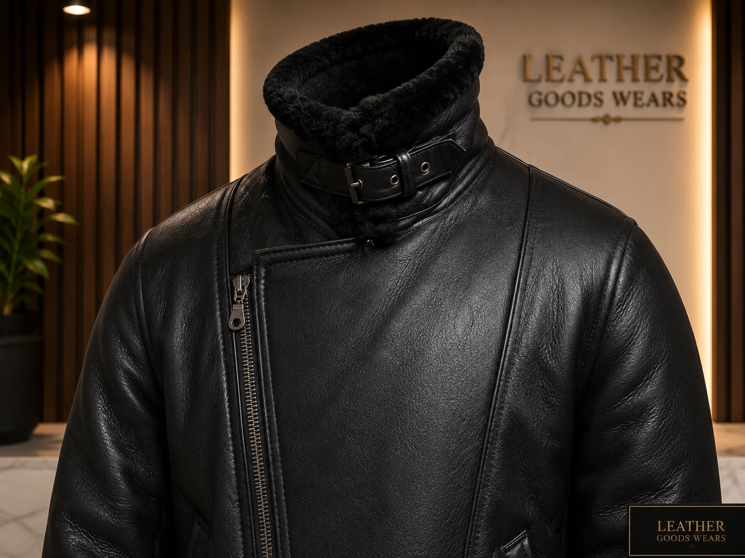 Men’s Black B3 Bomber Aviator Jacket Shearling Sheepskin Leather Pilot Flying image 7