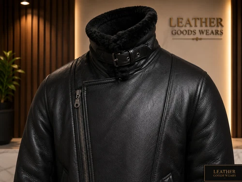 Men’s Black B3 Bomber Aviator Jacket Shearling Sheepskin Leather Pilot Flying image 7
