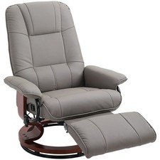 HOMCOM Ergonomic Office Recliner Sofa Chair PU Leather Armchair Lounger Grey