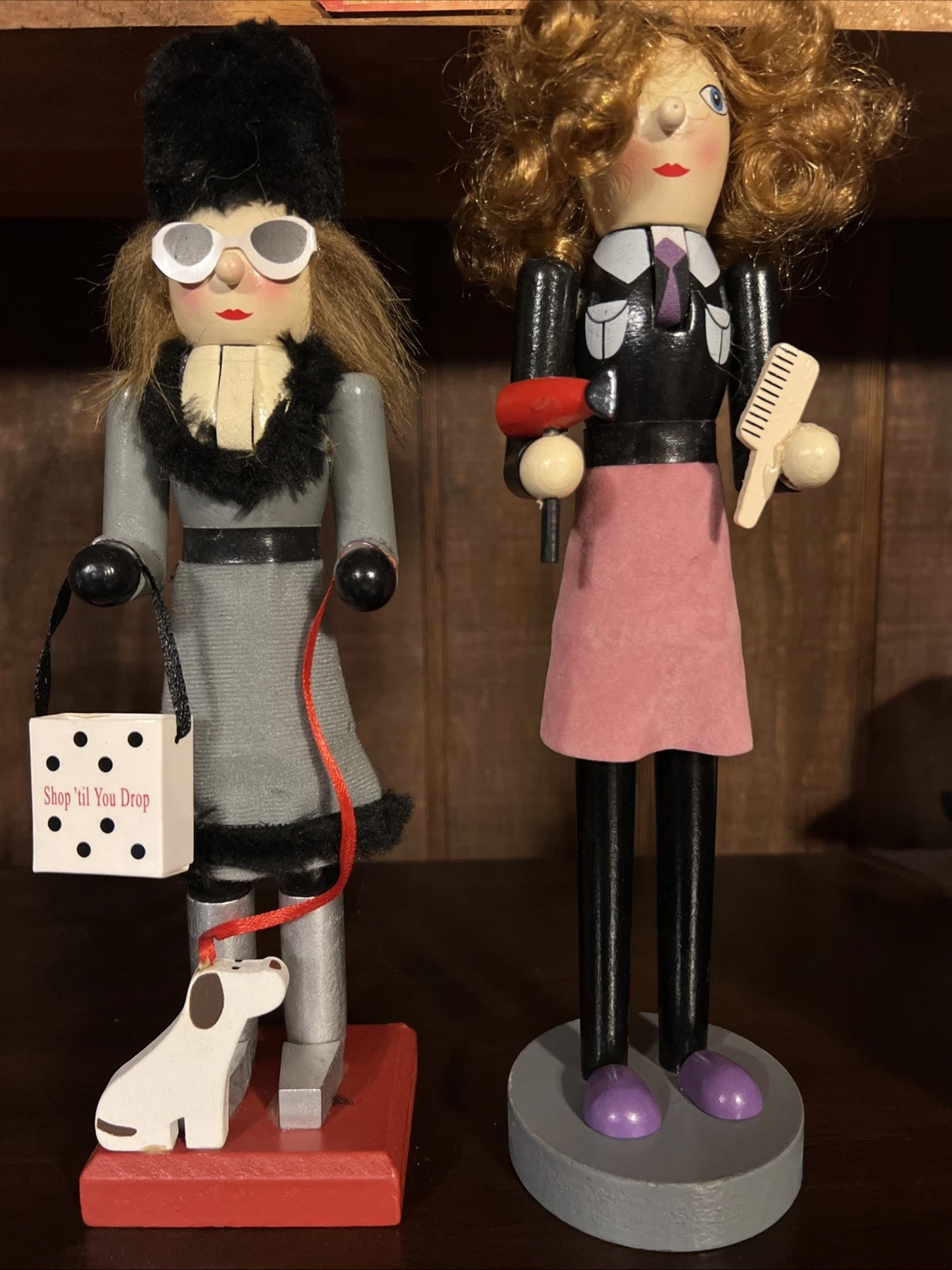 2 Piece- 1 Shop Till You Drop Nutcracker &1 Hair Stylist Nutcracker 10”