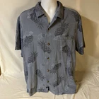 Tommy Bahama Mens Hawaiian Aloha Camp Shirt Cotton Silk Blend Blue XL Pineapples
