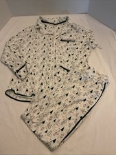 Soma Cool Nights Long-Sleeve Notch Collar Pajama Set Sz M Dark Forest NWT