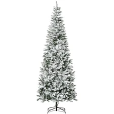 9' Artificial White Flocked Christmas Tree Pencil Tree Holiday Home Decoration