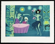 Death's Unending Vacation SHAG PRINT Silkscreen Serigraph Unframed Signed 2003