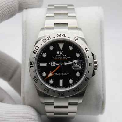 Rolex Explorer II Stainless Steel Orange Hand Black Dial Men Watch 226570
